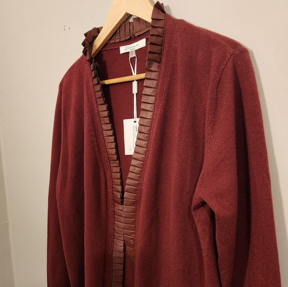 NEW! Sioni Milano Yummy Knit Open Cardigan Cranberry Merlot – NWT Bloomingdales - Picture 4 of 11